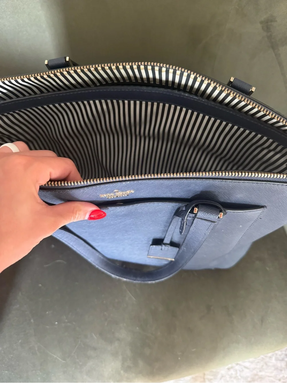 kate spade Navy Saffiano Leather Zip-Top Tote